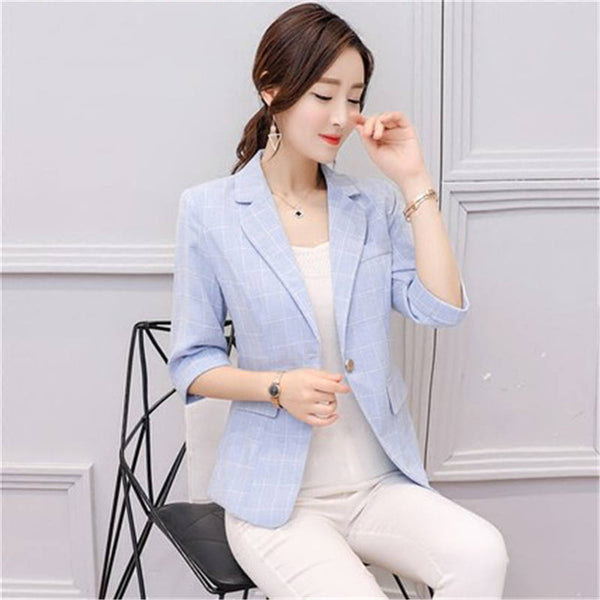 Blazer Feminino 2018 Women Plaid Blazer 