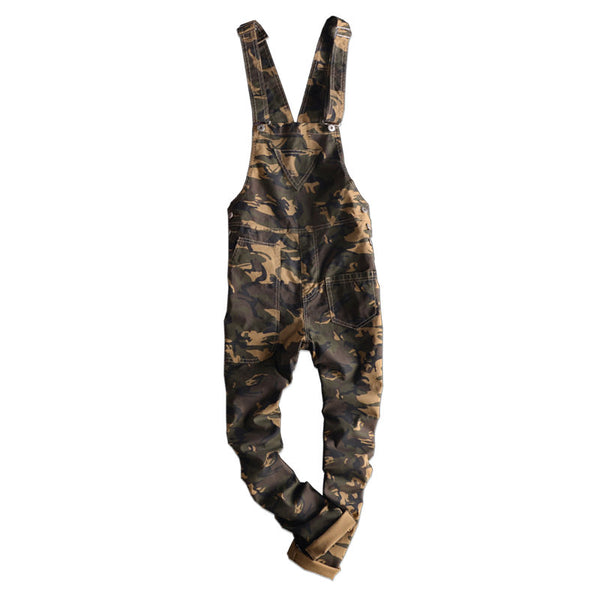 camo denim overalls