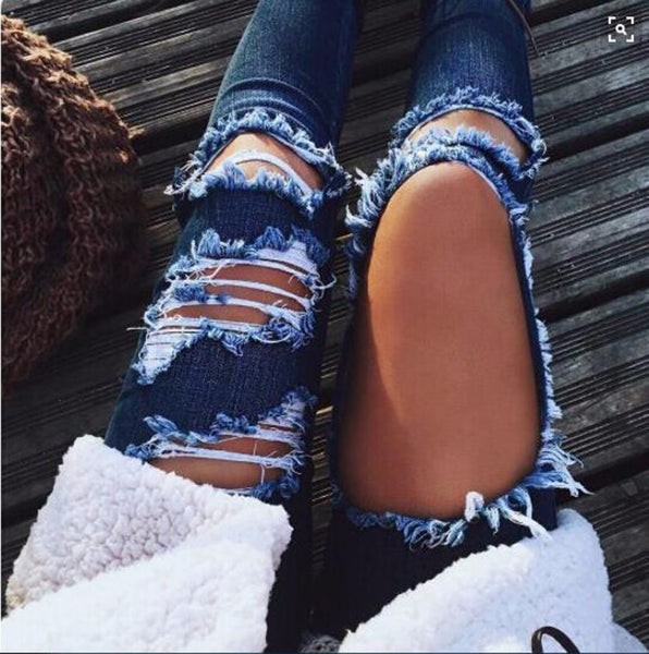 long ripped jeans