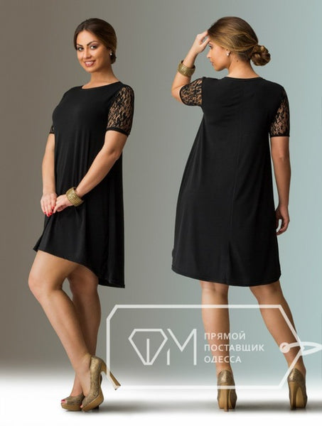 plus size short sleeve black dress