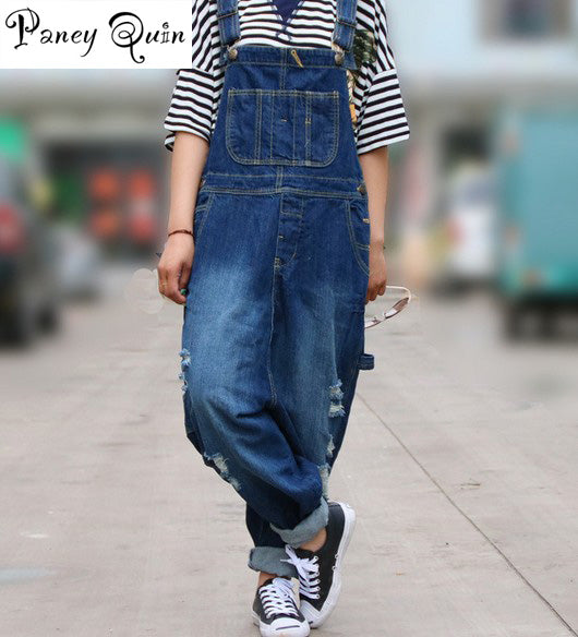 oversized denim overalls