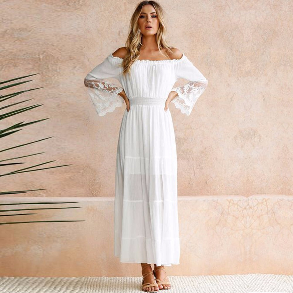 white cotton maxi dress with sleeves