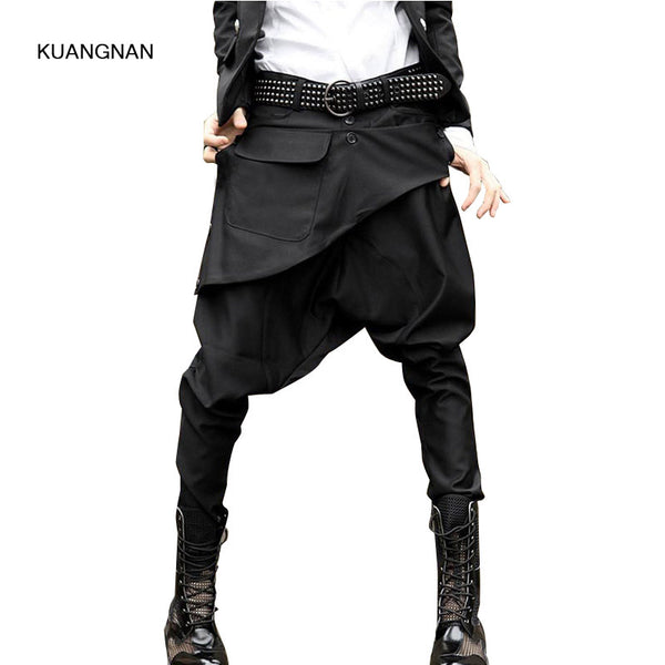 Men Casual Boots Pants Male Fashion Show Harem Pant Low Crotch Trouser