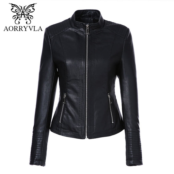 ladies short black leather jacket