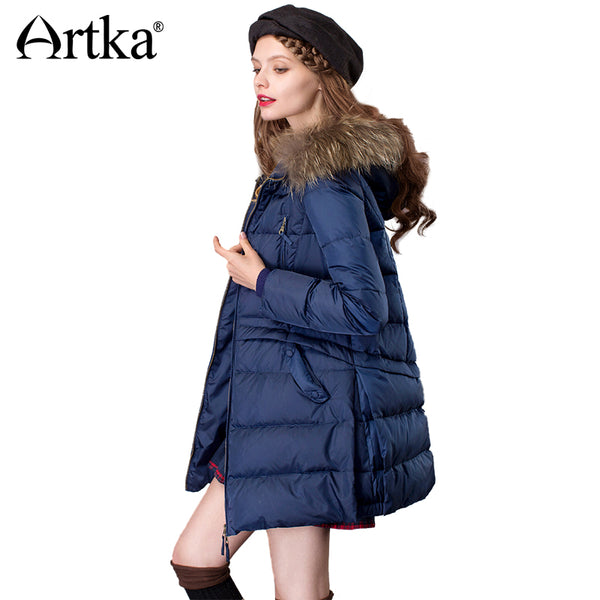 mid length down coat with hood