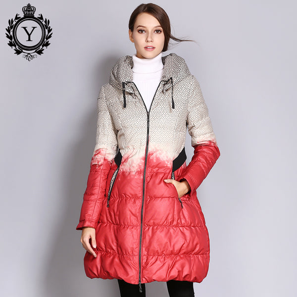 red plus size puffer coat