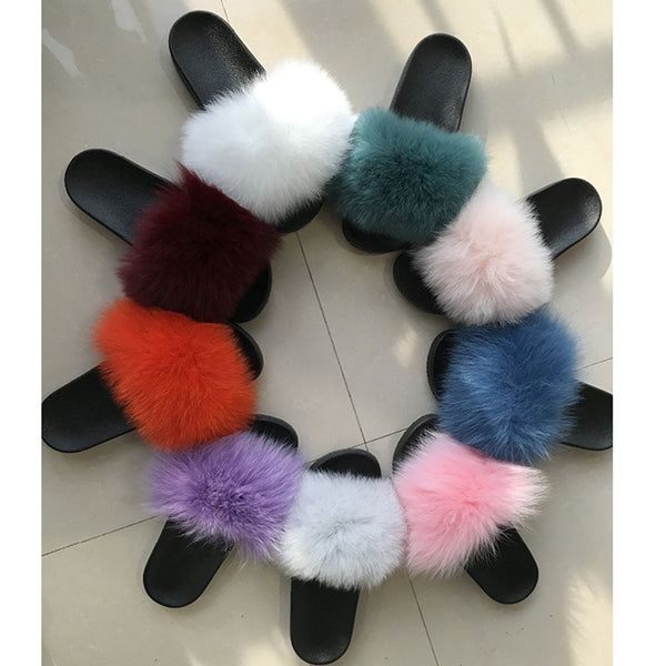 fur slippers for ladies