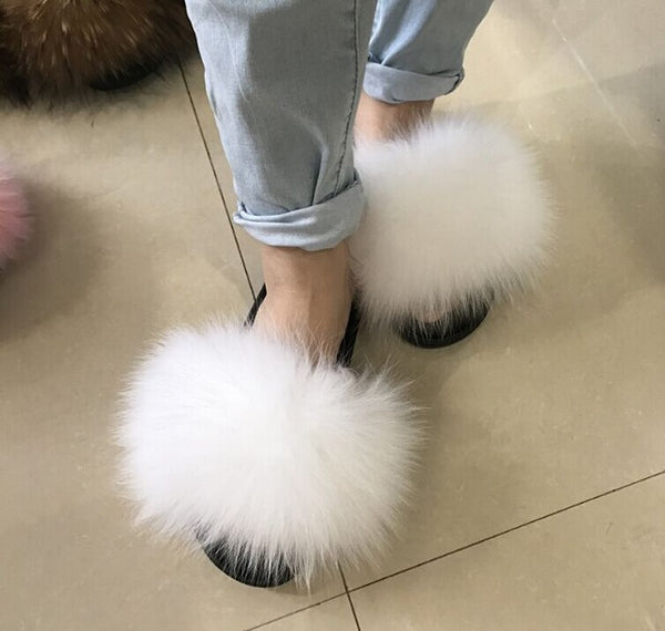 fur slippers for ladies