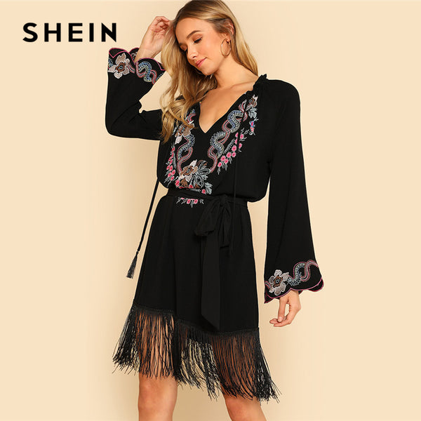 shein fringe dress