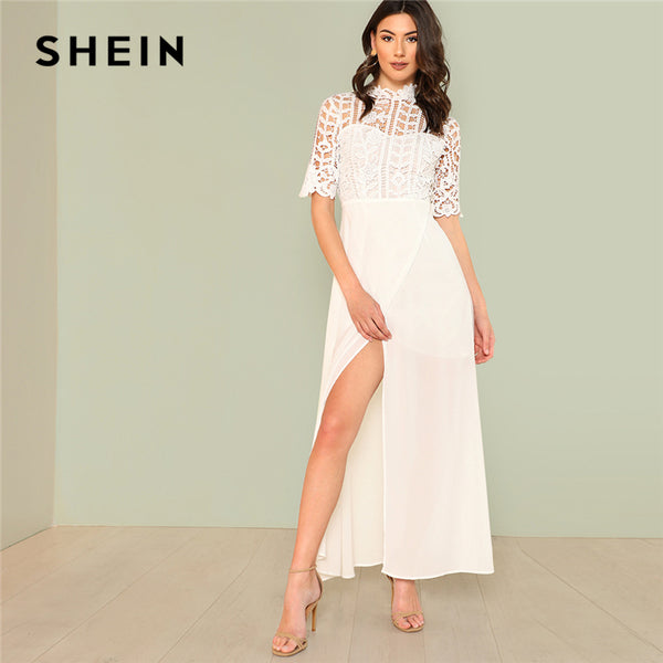 shein white long dress