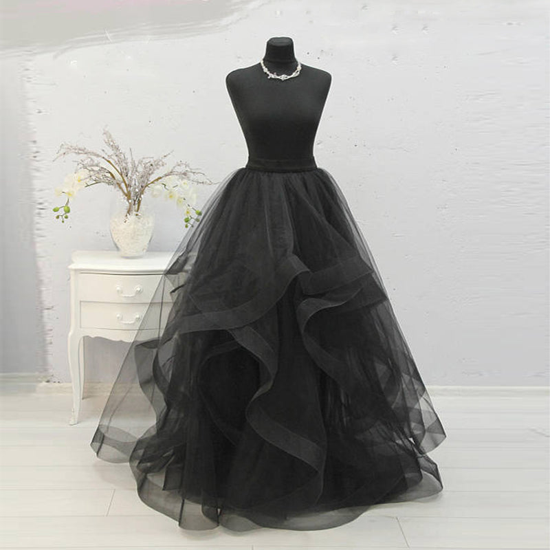 black long tulle skirt