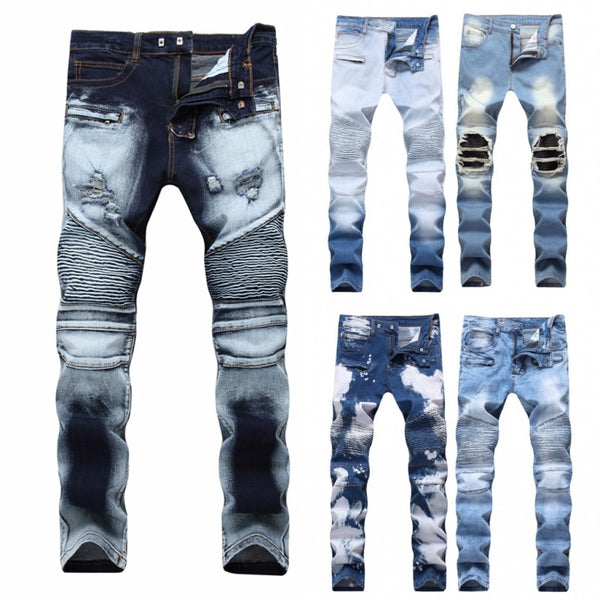 slim ripped biker jeans