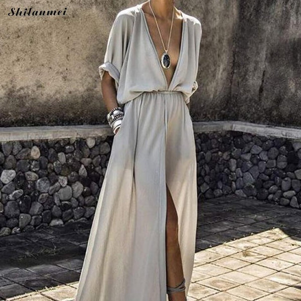 summer maxi shirt dress