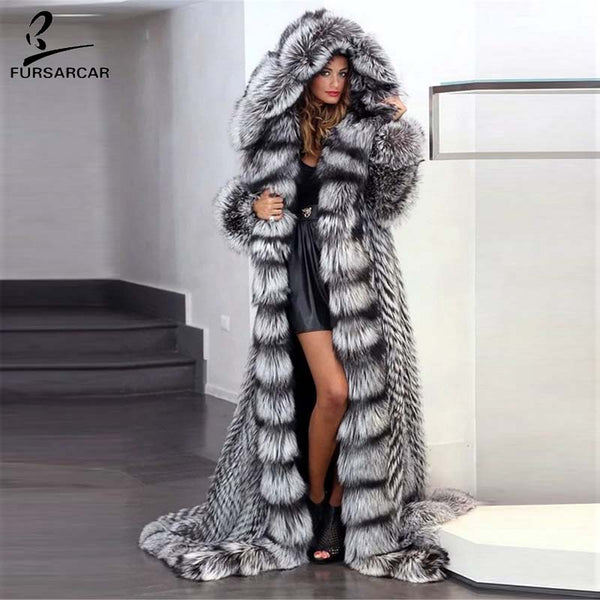 silver fox fur coat