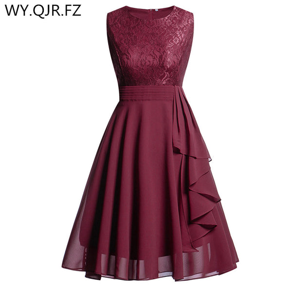 wine red short bridesmaid dresses