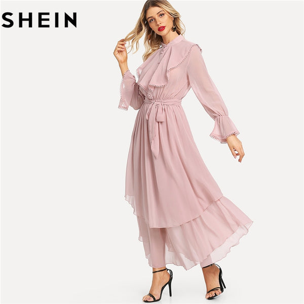 shein pink maxi dress