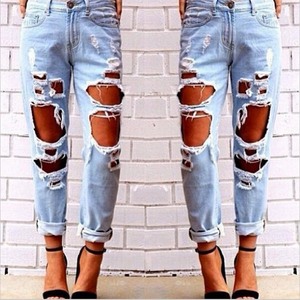 distressed hole jeans