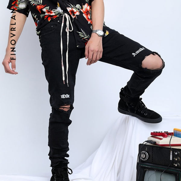 super skinny black ripped jeans mens