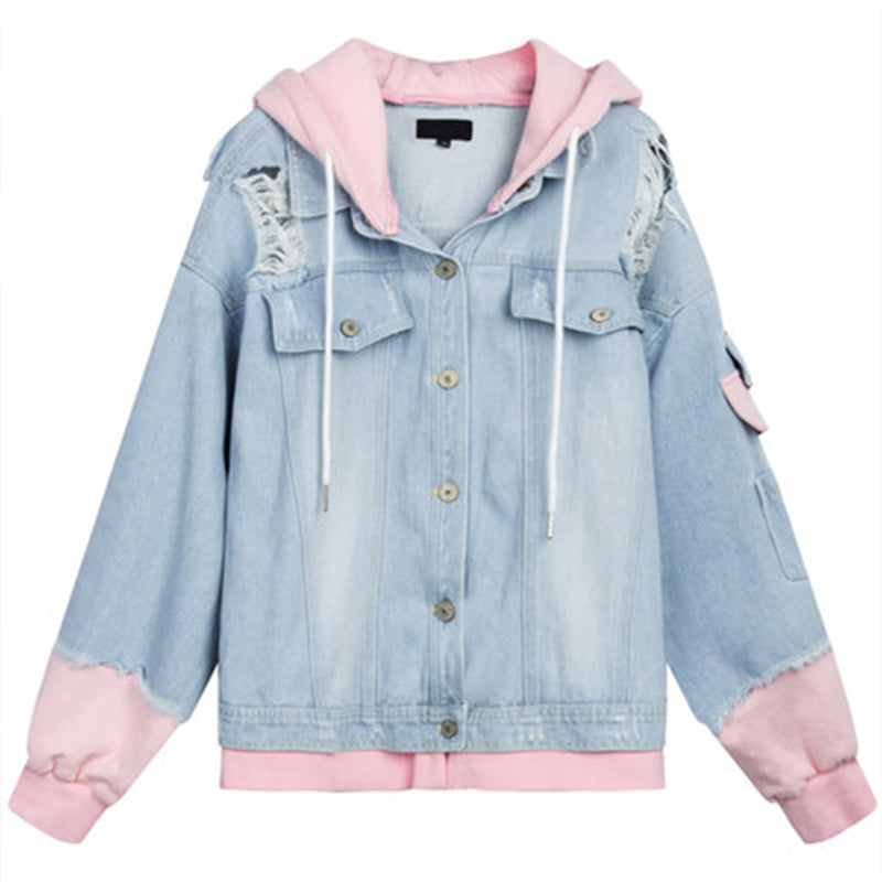 hooded drawstring boyfriend jacket