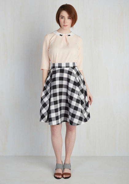 black and white plaid skirt plus size