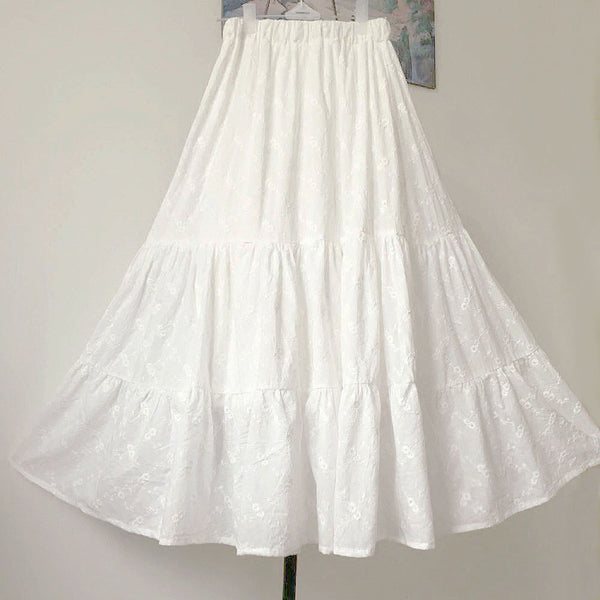 long maxi white skirt