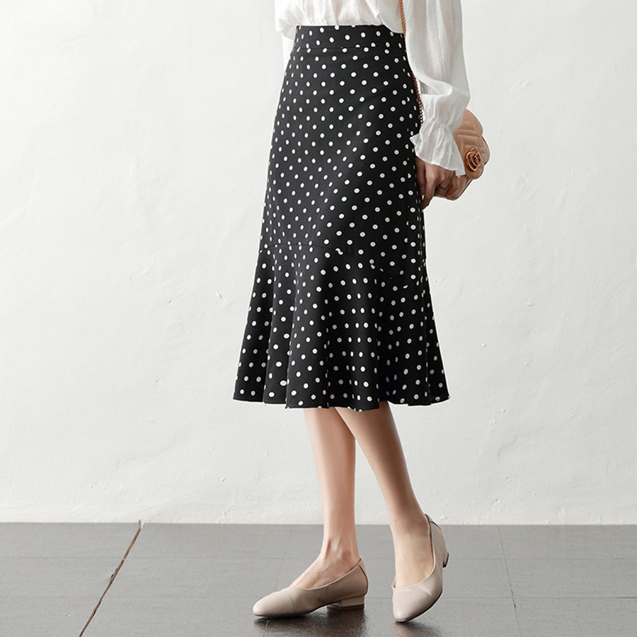 black and white polka dot skirt plus size