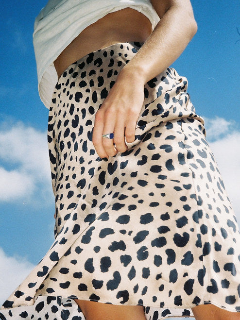 leopard print silk skirt