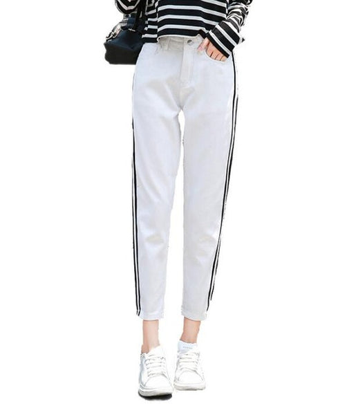 white side stripe jeans womens