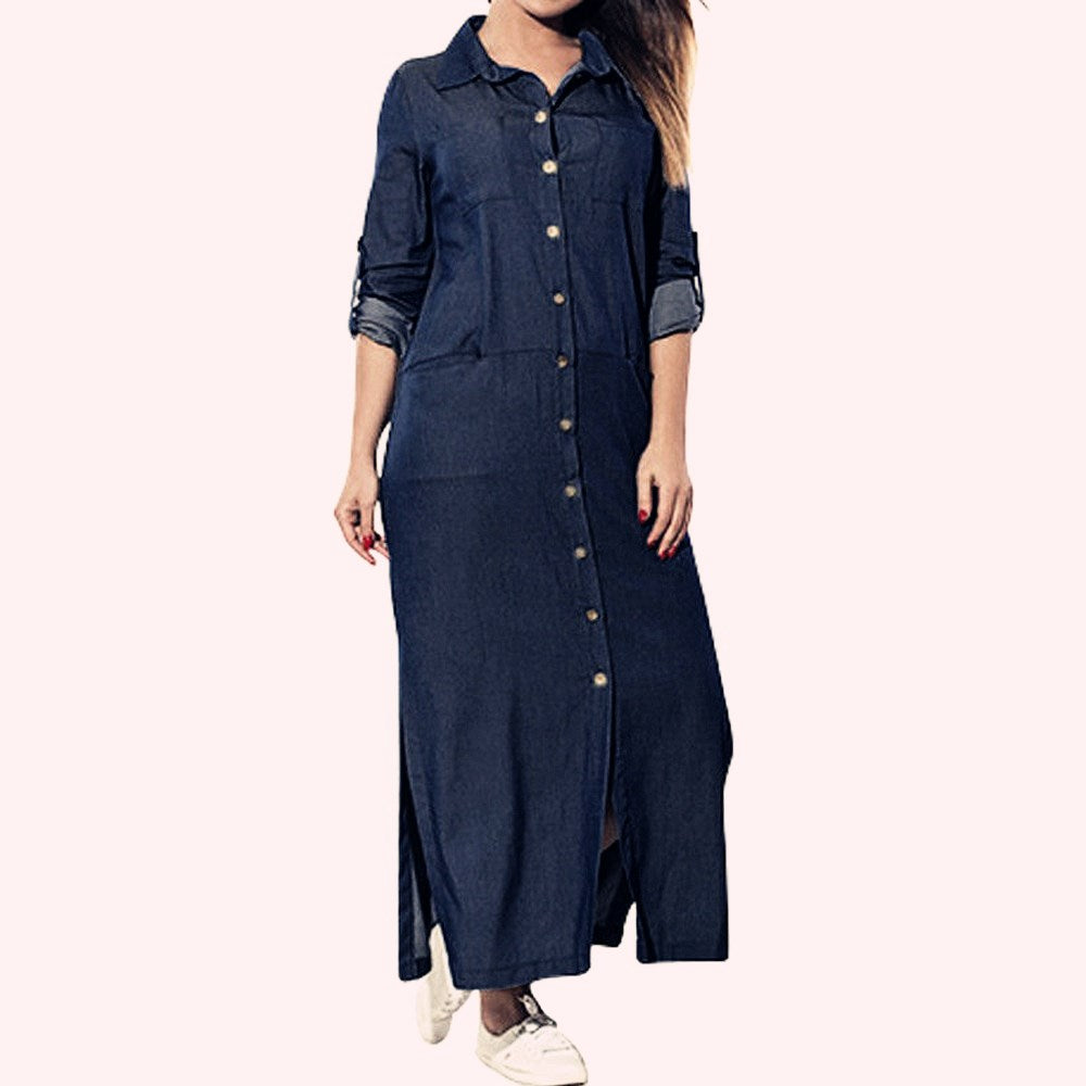 long denim maxi dress