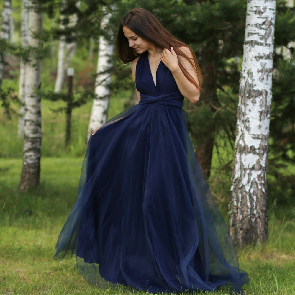 navy blue convertible bridesmaid dress