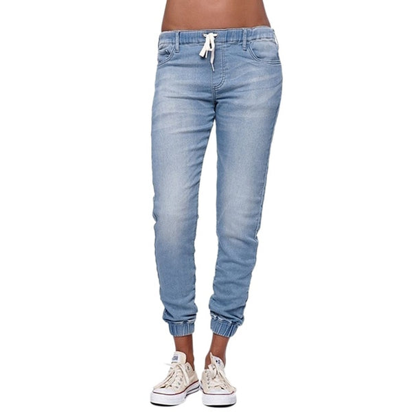 denim drawstring pants womens