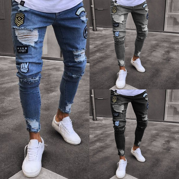 mens skinny fit distressed jeans