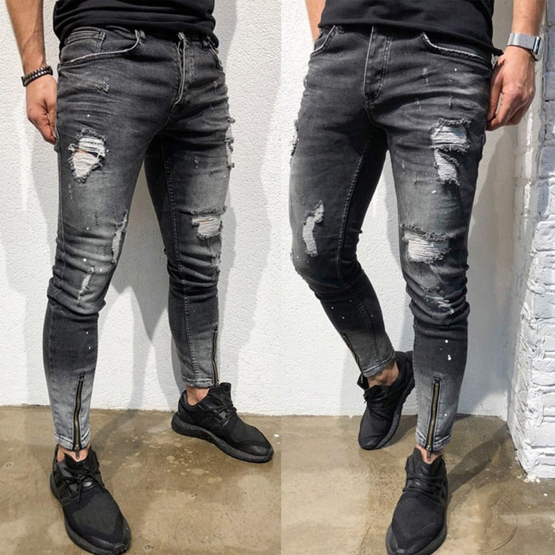 slim ripped black jeans