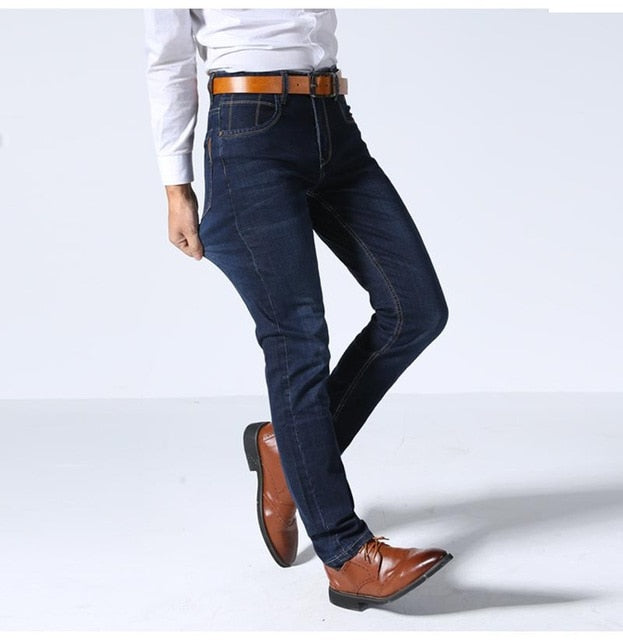 business casual men blue pants