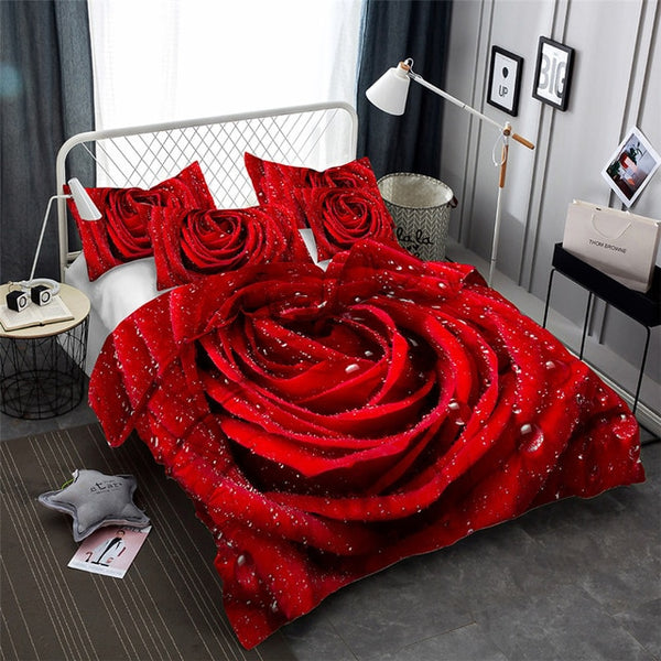 Helengili 3d Bedding Set Flower Print Duvet Cover Set Lifelike Bedclot