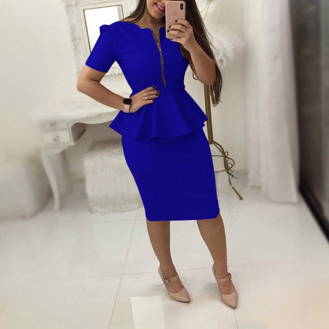 blue work dress