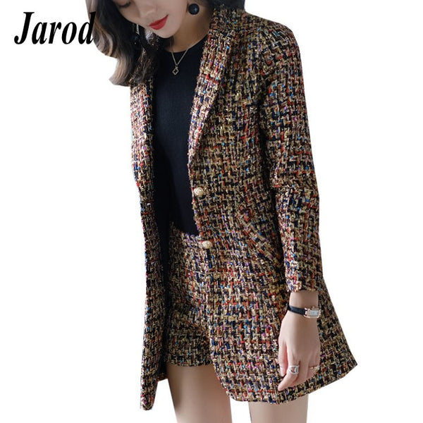 tweed jacket and shorts