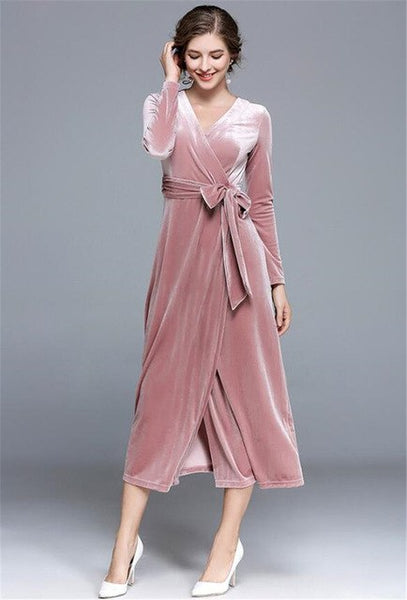 pink long dresses for women