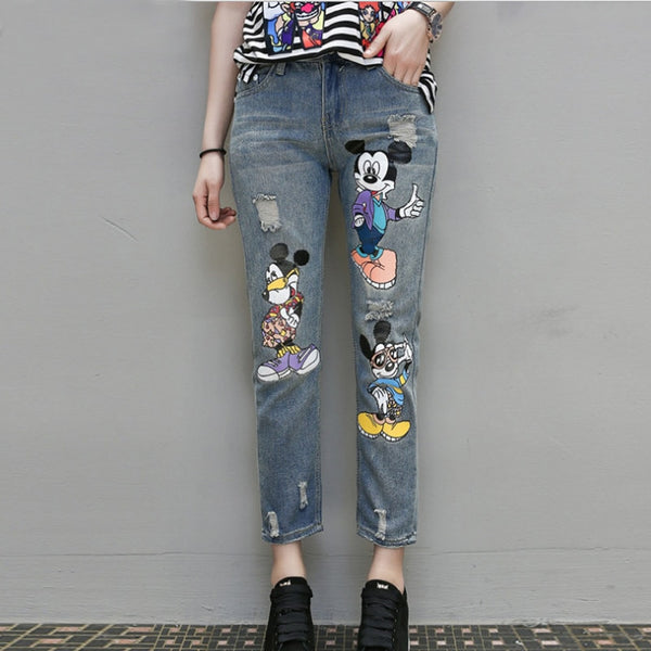 printed boyfriend jeans