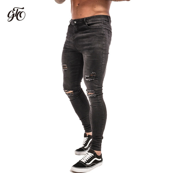 mens distressed jeans ripped black