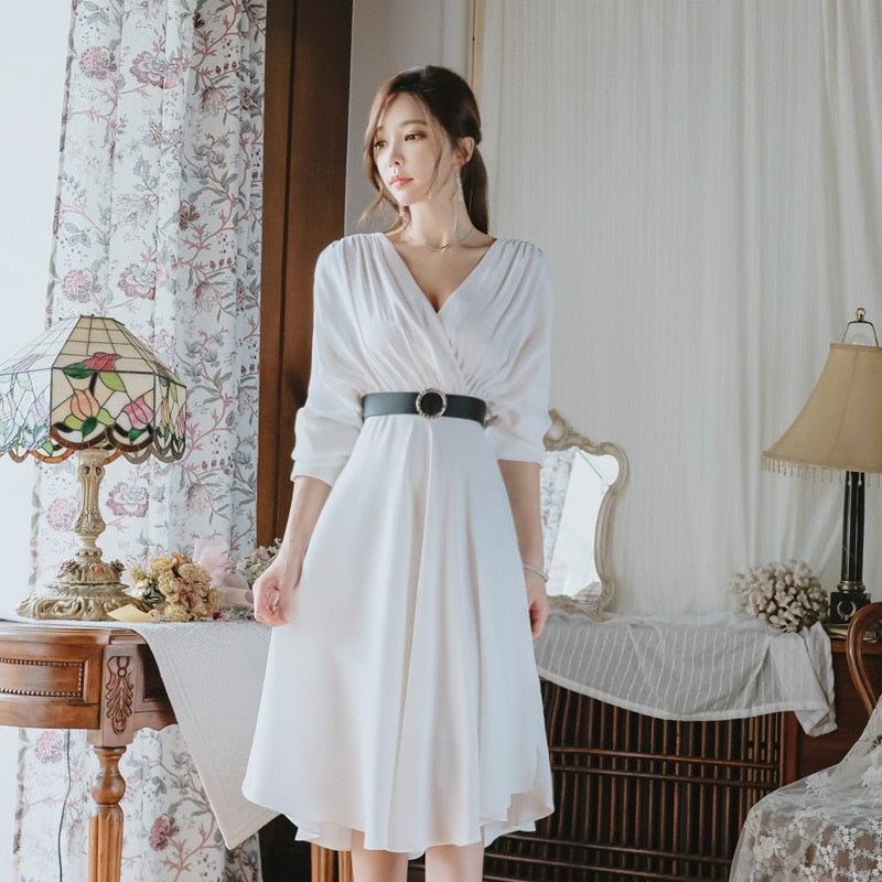 white dress korean style