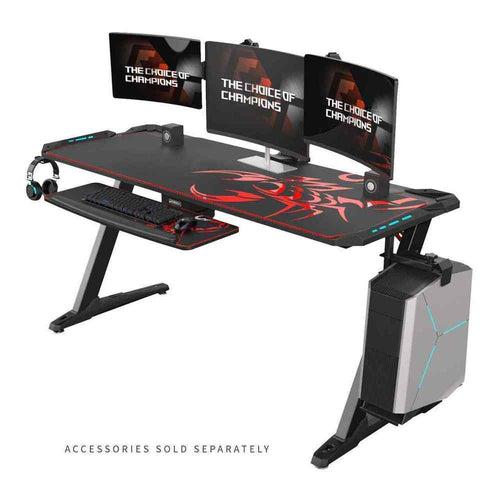 Upmost Office Eureka ERK-Z1S-PRO-43S V1 43W Home Office Gaming Desk With  RGB Lights, Controller Stand, Cup Holder, Headphone Hook & Mouse Pad, Gift  for Men Boys Gamers