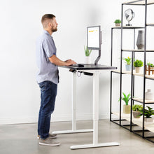 Load image into Gallery viewer, Vivo 43&quot; Wide Electric Adjustable Sit Stand Desk with Memory Presets- White Frame-Electric Standing Desks-Vivo-Black Top-Ergo Standing Desks