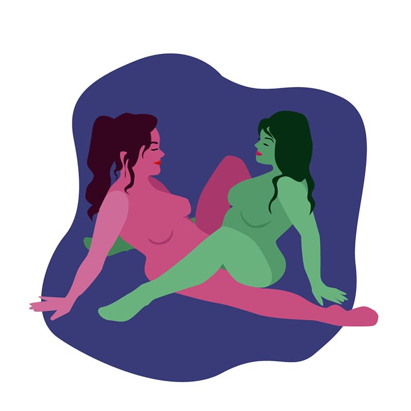 Scissoring sex position illustration