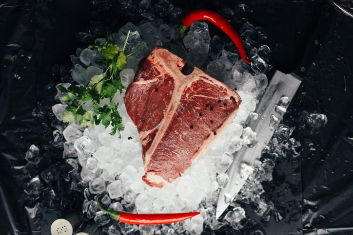 Beef prepped for cooking