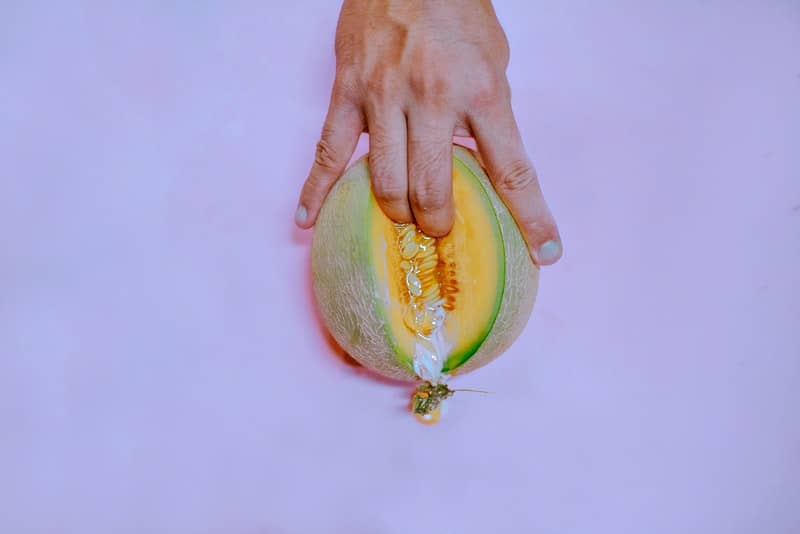 Fingering demonstration using fruit