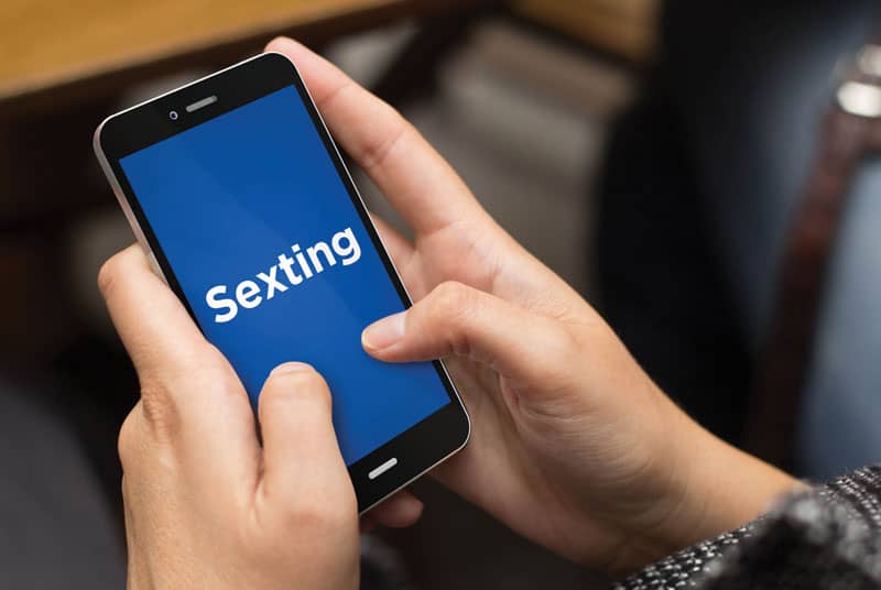 sexting on phone screen