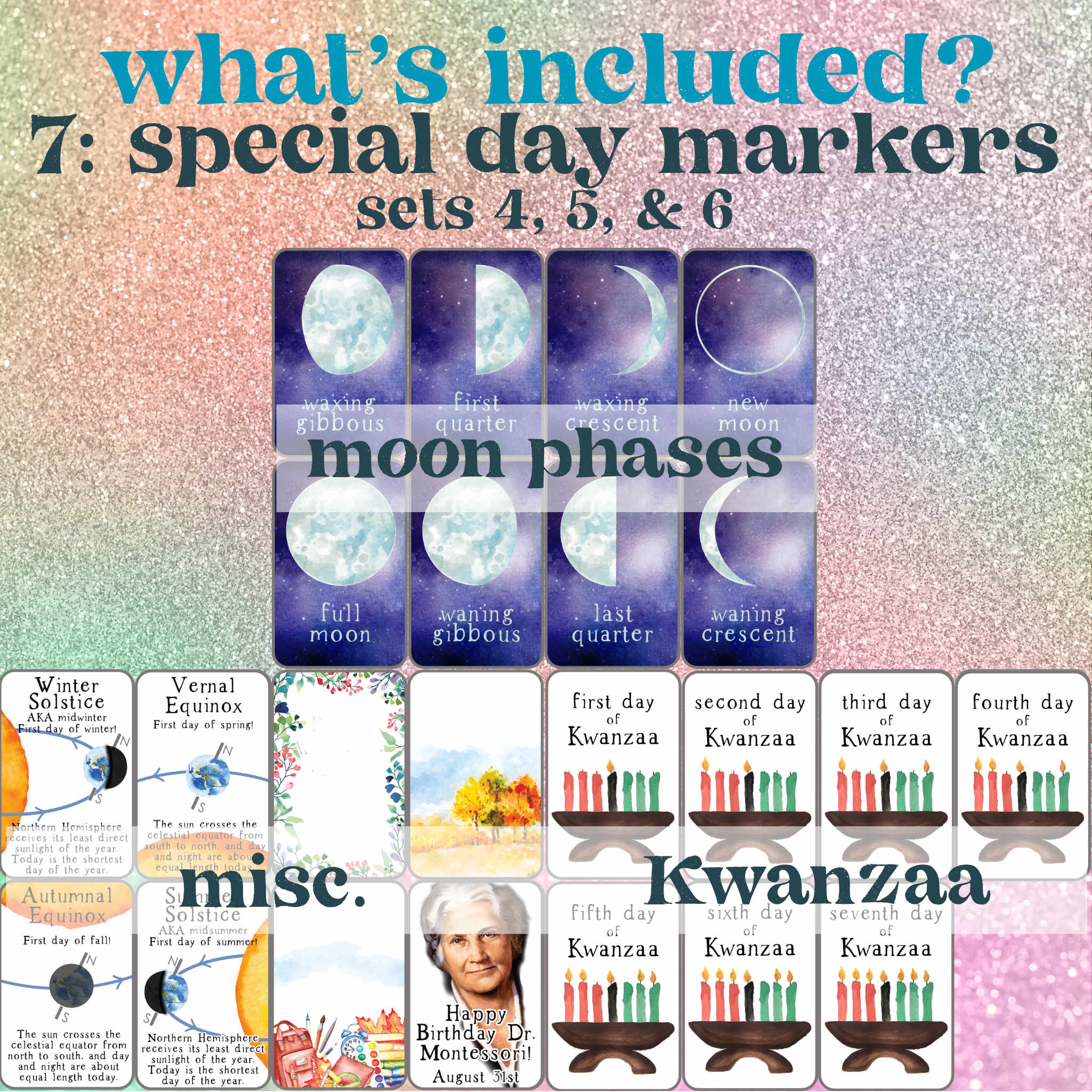 Printable Montessori Calendar Work for Montessori Children and Schools