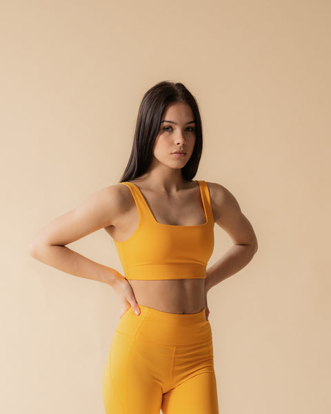 GIRLFRIEND COLLECTIVE Tommy Cropped Square neck Sports Bra in