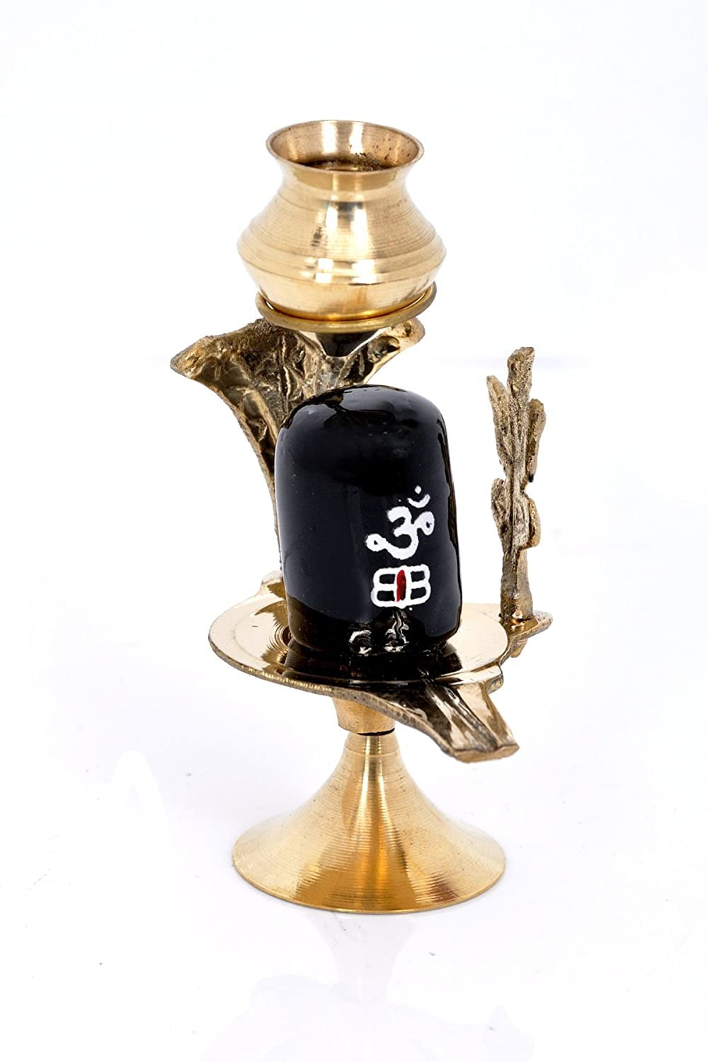 Shiva Lingam Brass With Trishul Nag Black Stone Pooja Collectible By T